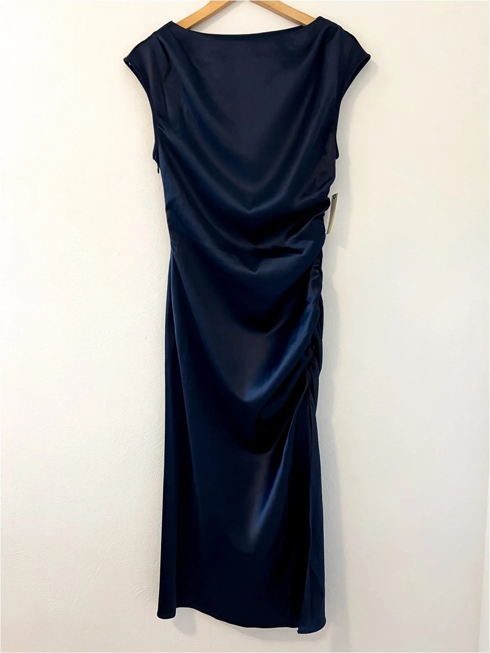 Anthropologie BHLDN Francesca High-Neck Stretch Satin Midi Dress